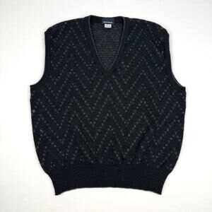 Vintage 90s Virgin Wool Sweater Vest Charcoal V-Neck Mark Shale Size L